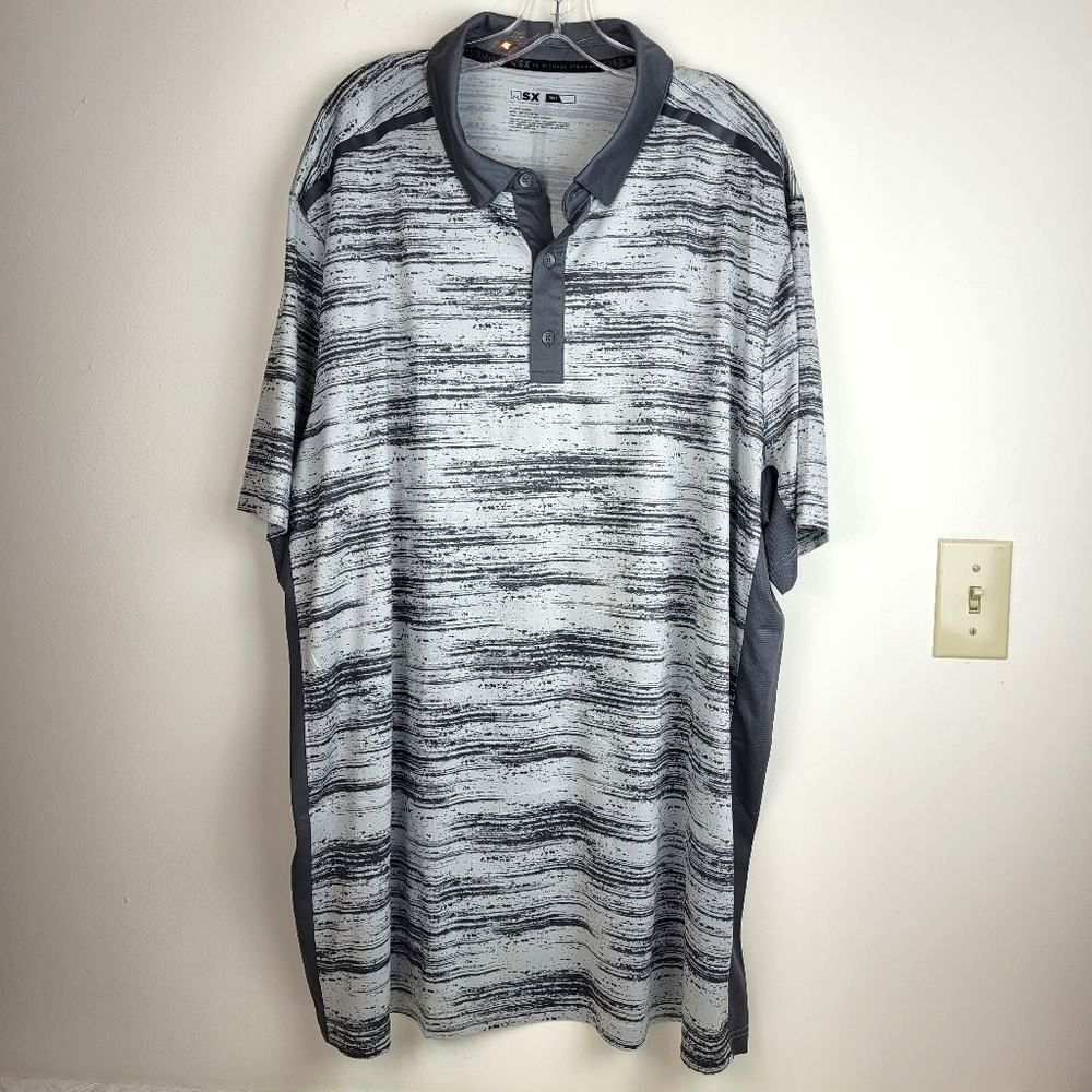 MSX Michael Strahan Men's Heather Gray White Performance Shirt sporty golf 3XLT